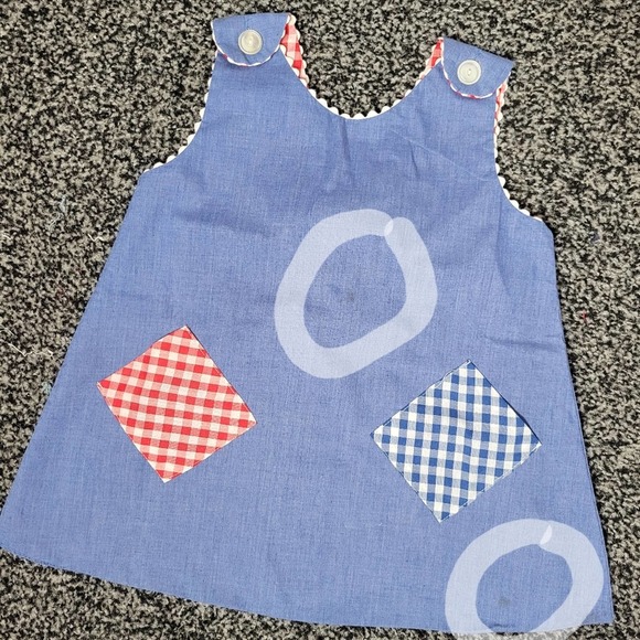 Vintage Chambray Gingham Romper Dress - Picture 2 of 3